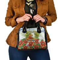 Fiji Taveuni Island Dateline Crossing Shoulder Handbag Tropical Cultural Landscape With Tagimoucia Floral Pattern TS04 - Polynesian Pride