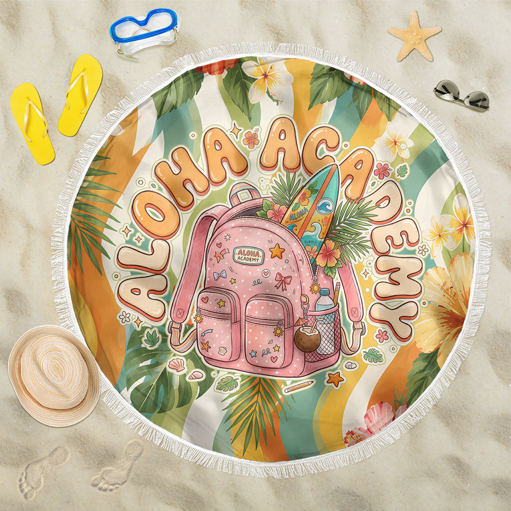 Hawaii Aloha Academy Back To School Beach Blanket Sea Turtle Tropical Hibiscus Flowers Retro Psychedelic TS04 One Size 150cm Orange Green - Polynesian Pride