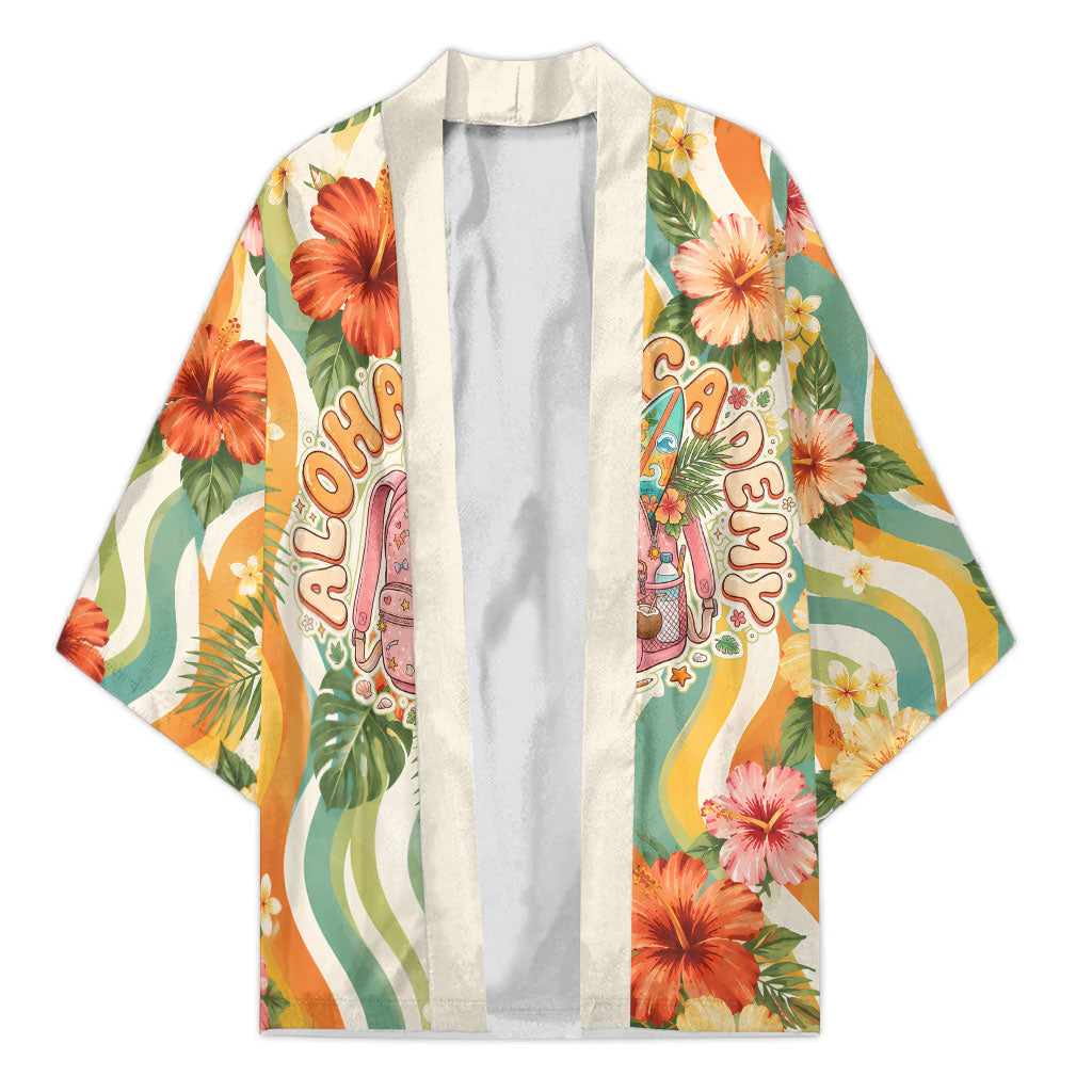 Hawaii Aloha Academy Back To School Kimono Sea Turtle Tropical Hibiscus Flowers Retro Psychedelic TS04 Unisex Orange Green - Polynesian Pride