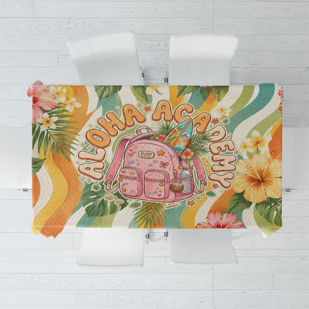 Hawaii Aloha Academy Back To School Tablecloth Sea Turtle Tropical Hibiscus Flowers Retro Psychedelic TS04 Orange Green - Polynesian Pride