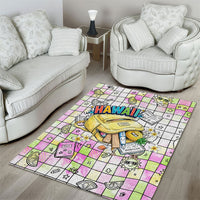 Hawaii Cruising Back To School Area Rug Grid Pattern With School Bag And Vintage Surf Van TS04 - Polynesian Pride