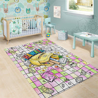 Hawaii Cruising Back To School Area Rug Grid Pattern With School Bag And Vintage Surf Van TS04 - Polynesian Pride