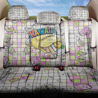 Hawaii Cruising Back To School Back Car Seat Cover Grid Pattern With School Bag And Vintage Surf Van TS04 One Size White Yellow - Polynesian Pride