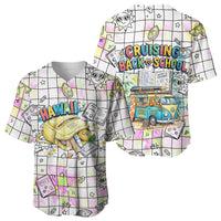 Hawaii Cruising Back To School Baseball Jersey Grid Pattern With School Bag And Vintage Surf Van TS04 - Polynesian Pride