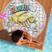 Hawaii Cruising Back To School Beach Blanket Grid Pattern With School Bag And Vintage Surf Van TS04 - Polynesian Pride