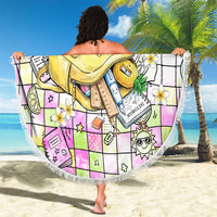 Hawaii Cruising Back To School Beach Blanket Grid Pattern With School Bag And Vintage Surf Van TS04 - Polynesian Pride