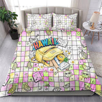 Hawaii Cruising Back To School Bedding Set Grid Pattern With School Bag And Vintage Surf Van TS04 - Polynesian Pride