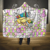 Hawaii Cruising Back To School Hooded Blanket Grid Pattern With School Bag And Vintage Surf Van TS04 - Polynesian Pride