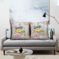 Hawaii Cruising Back To School Pillow Cover Grid Pattern With School Bag And Vintage Surf Van TS04 - Polynesian Pride