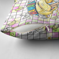 Hawaii Cruising Back To School Pillow Cover Grid Pattern With School Bag And Vintage Surf Van TS04 - Polynesian Pride