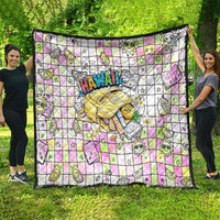 Hawaii Cruising Back To School Quilt Grid Pattern With School Bag And Vintage Surf Van TS04 - Polynesian Pride