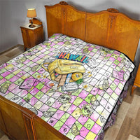 Hawaii Cruising Back To School Quilt Grid Pattern With School Bag And Vintage Surf Van TS04 - Polynesian Pride
