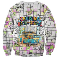 Hawaii Cruising Back To School Sweatshirt Grid Pattern With School Bag And Vintage Surf Van TS04 - Polynesian Pride