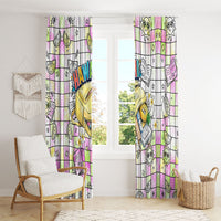 Hawaii Cruising Back To School Window Curtain Grid Pattern With School Bag And Vintage Surf Van TS04 - Polynesian Pride