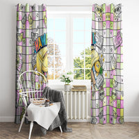 Hawaii Cruising Back To School Window Curtain Grid Pattern With School Bag And Vintage Surf Van TS04 - Polynesian Pride