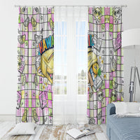 Hawaii Cruising Back To School Window Curtain Grid Pattern With School Bag And Vintage Surf Van TS04 - Polynesian Pride