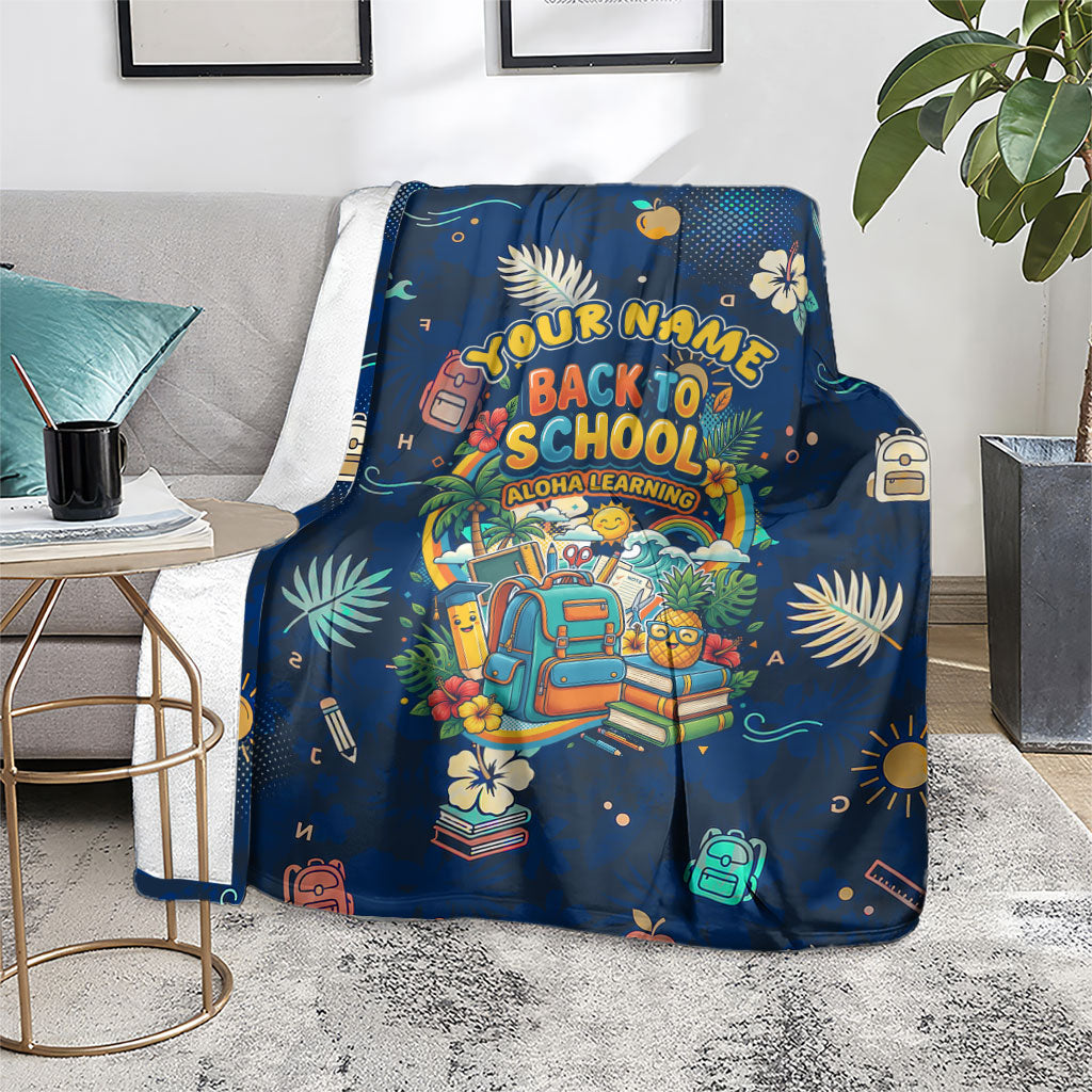 Personalized Hawaii Back To School Aloha Learning Blanket Retro Rainbow open Notebook with Pineapple and Hibiscus Flowers TS04 - Polynesian Pride