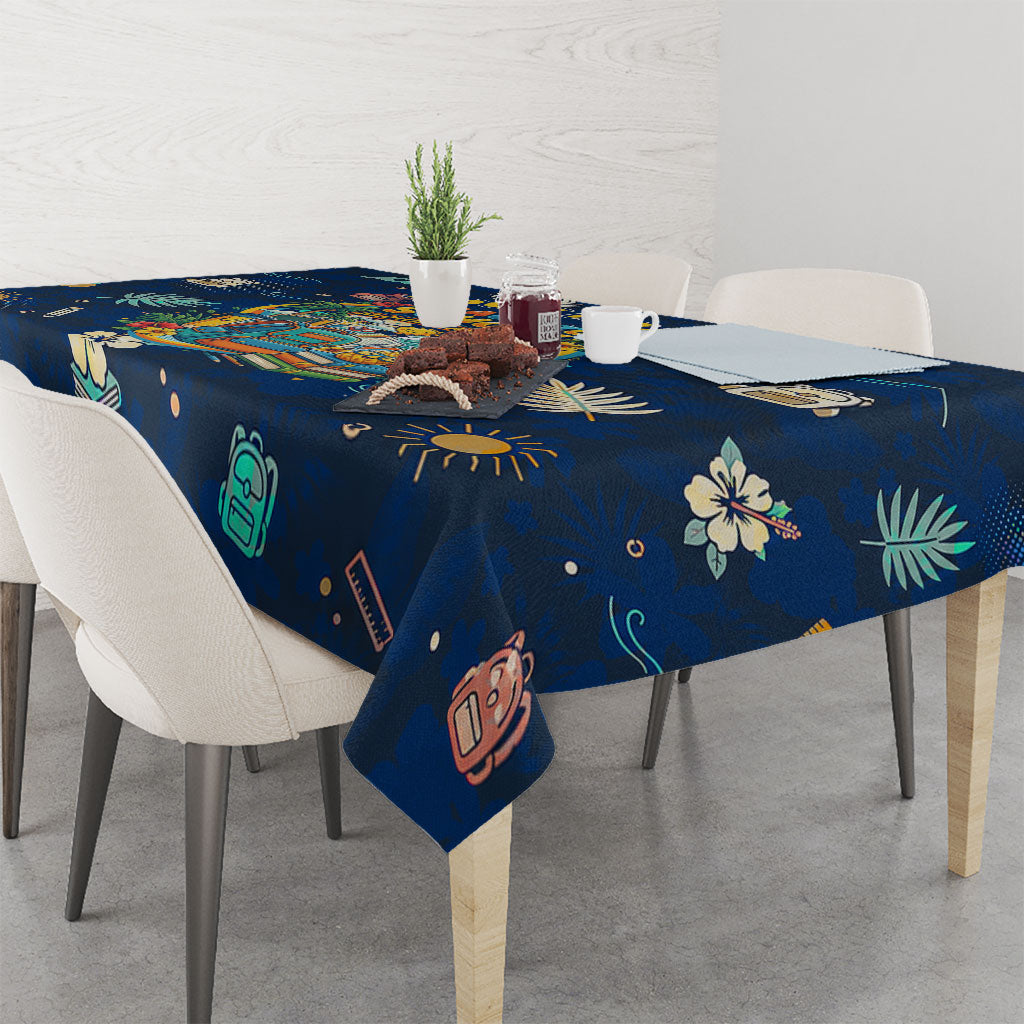Personalized Hawaii Back To School Aloha Learning Tablecloth Retro Rainbow open Notebook with Pineapple and Hibiscus Flowers TS04 - Polynesian Pride