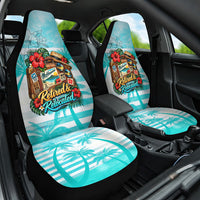 Out Of Office Retired Relocated Car Seat Cover Tropical Island Hawaiian Beach Sunset Sunglasses Suitcase TS04 One Size Blue White - Polynesian Pride