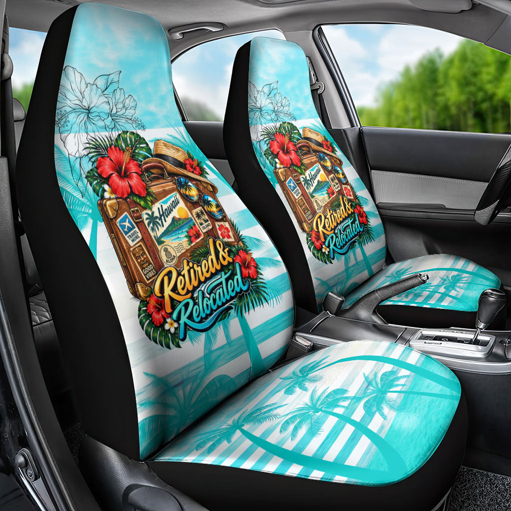 Out Of Office Retired Relocated Car Seat Cover Tropical Island Hawaiian Beach Sunset Sunglasses Suitcase TS04 - Polynesian Pride
