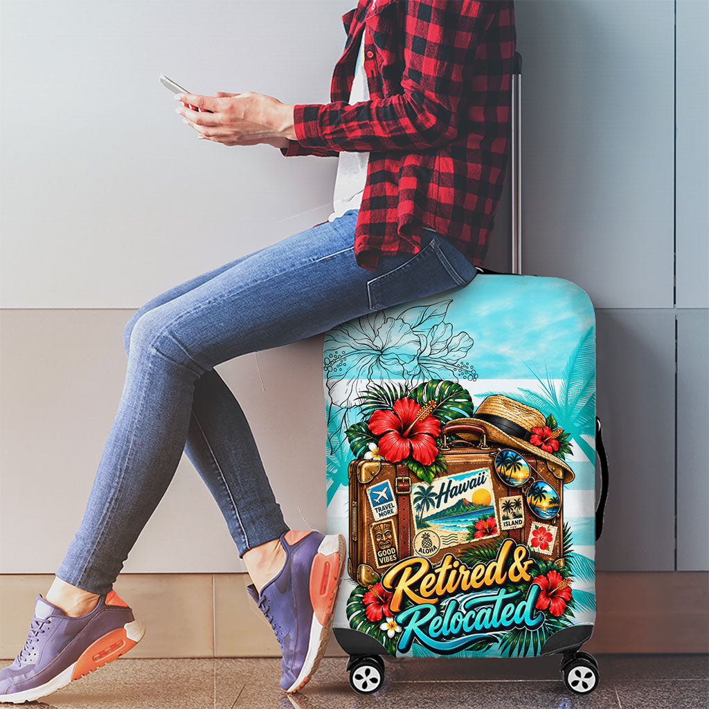 Out Of Office Retired Relocated Luggage Cover Tropical Island Hawaiian Beach Sunset Sunglasses Suitcase TS04 - Polynesian Pride