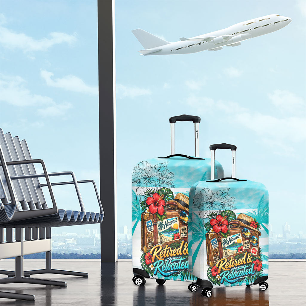 Out Of Office Retired Relocated Luggage Cover Tropical Island Hawaiian Beach Sunset Sunglasses Suitcase TS04 - Polynesian Pride
