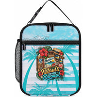 Out Of Office Retired Relocated Lunch Bag Tropical Island Hawaiian Beach Sunset Sunglasses Suitcase TS04 10.2 × 8.3 × 4.3 inch Blue White - Polynesian Pride