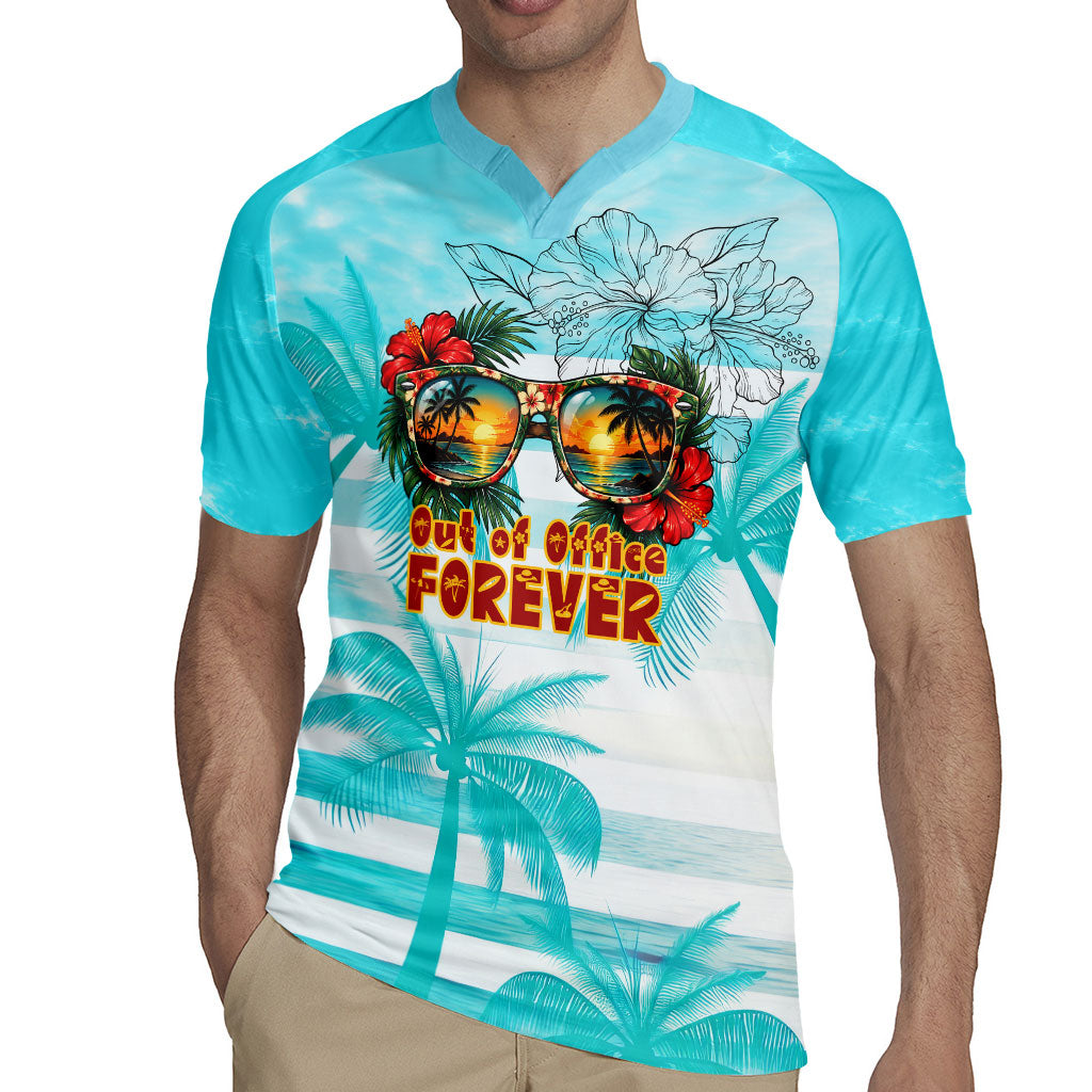 Out Of Office Retired Relocated Rugby Jersey Tropical Island Hawaiian Beach Sunset Sunglasses Suitcase TS04 - Polynesian Pride