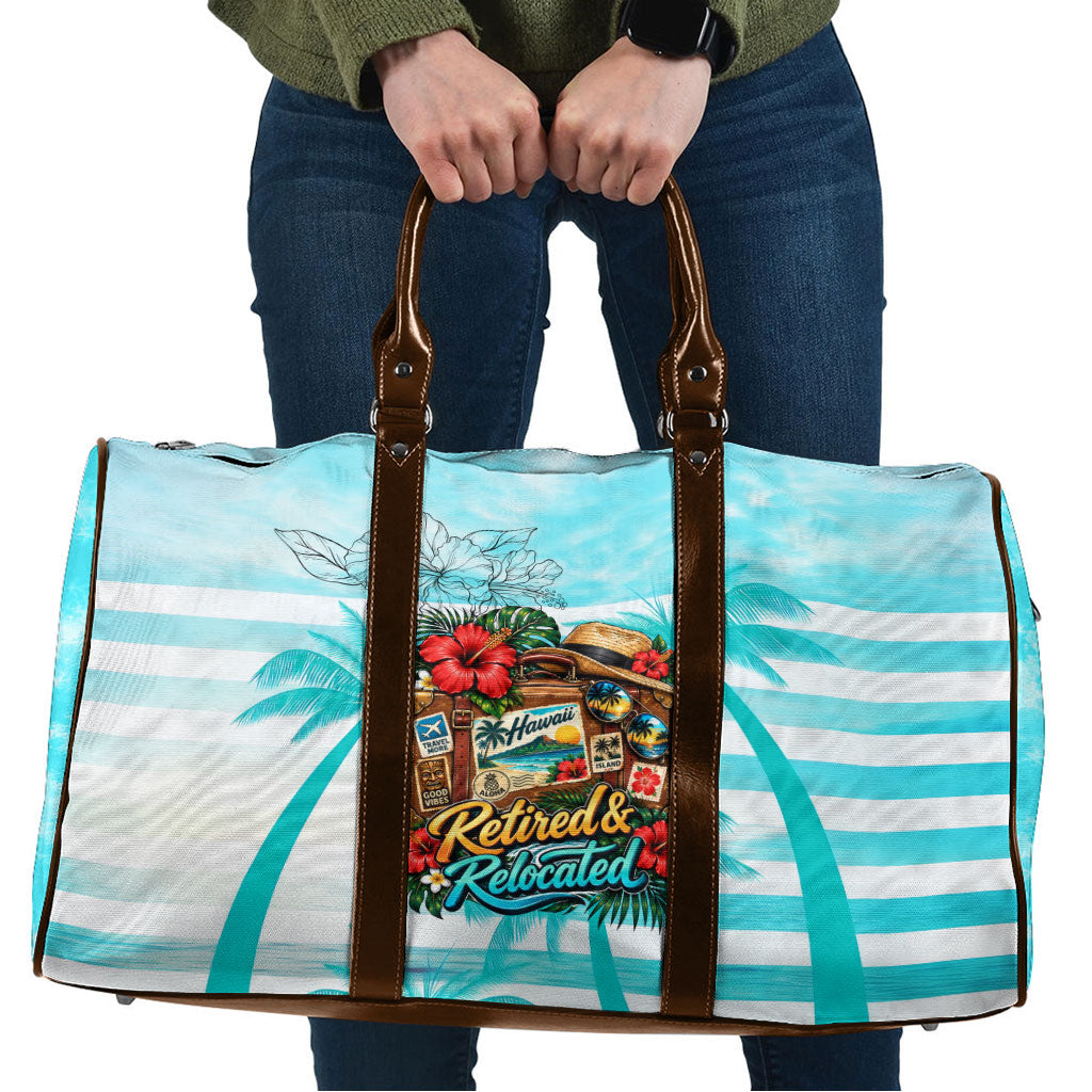Out Of Office Retired Relocated Travel Bag Tropical Island Hawaiian Beach Sunset Sunglasses Suitcase TS04 Blue White - Polynesian Pride