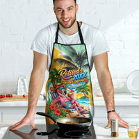 Hawaii Retirement Vacation Apron Tropical Sunset Beach Pink Flamingo Surfboard Palm Tree TS04 - Polynesian Pride