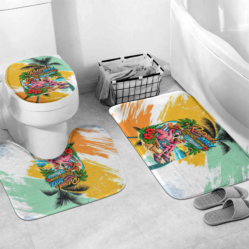 Hawaii Retirement Vacation Bathroom Set Tropical Sunset Beach Pink Flamingo Surfboard Palm Tree TS04 Mat Set Only (3 pcs) One Size Yellow Green - Polynesian Pride