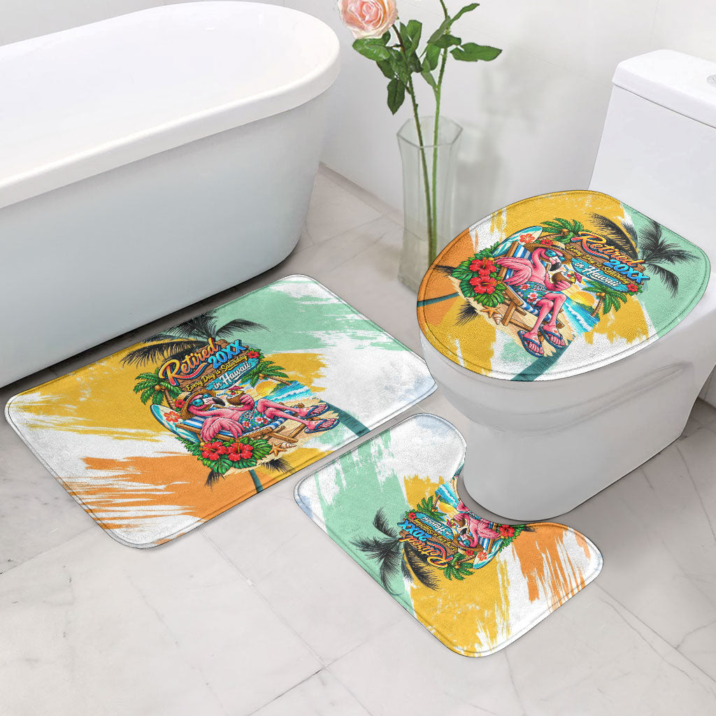 Hawaii Retirement Vacation Bathroom Set Tropical Sunset Beach Pink Flamingo Surfboard Palm Tree TS04 - Polynesian Pride