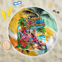 Hawaii Retirement Vacation Beach Blanket Tropical Sunset Beach Pink Flamingo Surfboard Palm Tree TS04 One Size 150cm Yellow Green - Polynesian Pride