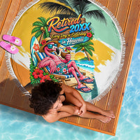 Hawaii Retirement Vacation Beach Blanket Tropical Sunset Beach Pink Flamingo Surfboard Palm Tree TS04 - Polynesian Pride