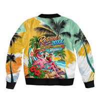 Hawaii Retirement Vacation Bomber Jacket Tropical Sunset Beach Pink Flamingo Surfboard Palm Tree TS04 - Polynesian Pride