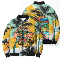 Hawaii Retirement Vacation Bomber Puffer Jacket Tropical Sunset Beach Pink Flamingo Surfboard Palm Tree TS04 - Polynesian Pride