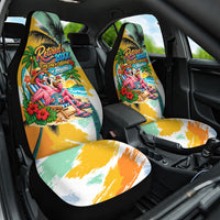 Hawaii Retirement Vacation Car Seat Cover Tropical Sunset Beach Pink Flamingo Surfboard Palm Tree TS04 One Size Yellow Green - Polynesian Pride
