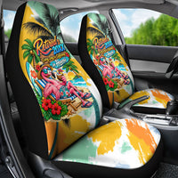 Hawaii Retirement Vacation Car Seat Cover Tropical Sunset Beach Pink Flamingo Surfboard Palm Tree TS04 - Polynesian Pride