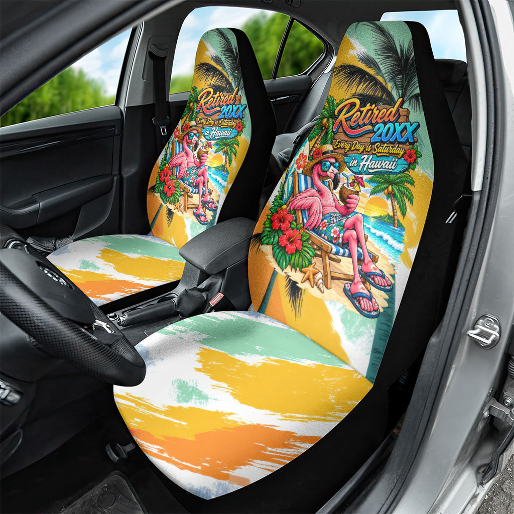 Hawaii Retirement Vacation Car Seat Cover Tropical Sunset Beach Pink Flamingo Surfboard Palm Tree TS04 - Polynesian Pride