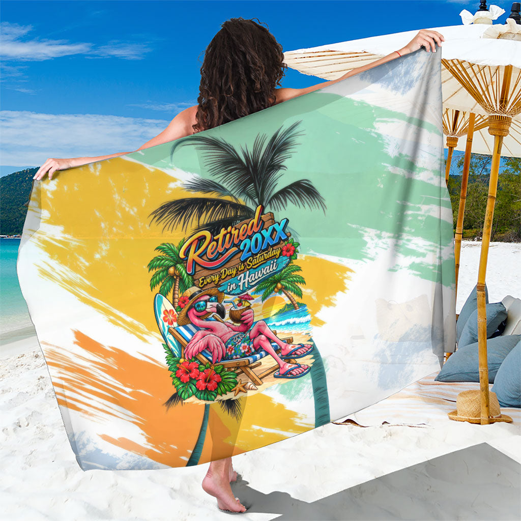 Hawaii Retirement Vacation Sarong Tropical Sunset Beach Pink Flamingo Surfboard Palm Tree TS04 One Size 44 x 66 inches Yellow Green - Polynesian Pride