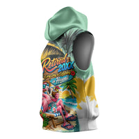 Hawaii Retirement Vacation Sleeveless Hoodie Tropical Sunset Beach Pink Flamingo Surfboard Palm Tree TS04 - Polynesian Pride