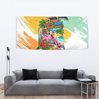 Hawaii Retirement Vacation Tapestry Tropical Sunset Beach Pink Flamingo Surfboard Palm Tree TS04 - Polynesian Pride
