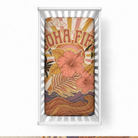 Aloha Nifty 50th Birthday Hawaii Baby Bed Cover Vintage Retro Sunburst Tropical Palm Tree Surfboard Art TS04 28 × 52 in Orange Beige - Polynesian Pride