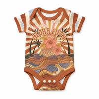 Aloha Nifty 50th Birthday Hawaii Baby Onesie Vintage Retro Sunburst Tropical Palm Tree Surfboard Art TS04 Orange Beige - Polynesian Pride