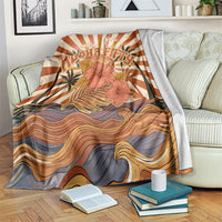 Aloha Nifty 50th Birthday Hawaii Blanket Vintage Retro Sunburst Tropical Palm Tree Surfboard Art TS04 Orange Beige - Polynesian Pride