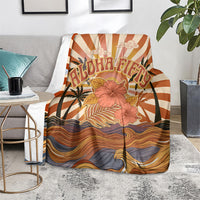 Aloha Nifty 50th Birthday Hawaii Blanket Vintage Retro Sunburst Tropical Palm Tree Surfboard Art TS04 - Polynesian Pride