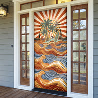 Aloha Nifty 50th Birthday Hawaii Door Cover Vintage Retro Sunburst Tropical Palm Tree Surfboard Art TS04 - Polynesian Pride