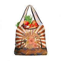 Aloha Nifty 50th Birthday Hawaii Grocery Bag Vintage Retro Sunburst Tropical Palm Tree Surfboard Art TS04 1-pack One Size Orange Beige - Polynesian Pride