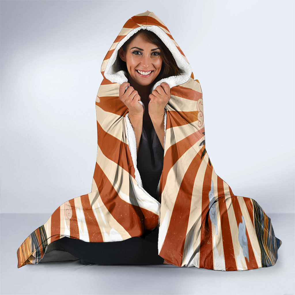 Aloha Nifty 50th Birthday Hawaii Hooded Blanket Vintage Retro Sunburst Tropical Palm Tree Surfboard Art TS04 - Polynesian Pride