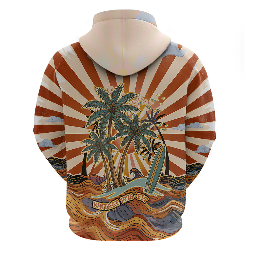 Aloha Nifty 50th Birthday Hawaii Hoodie Vintage Retro Sunburst Tropical Palm Tree Surfboard Art TS04 - Polynesian Pride